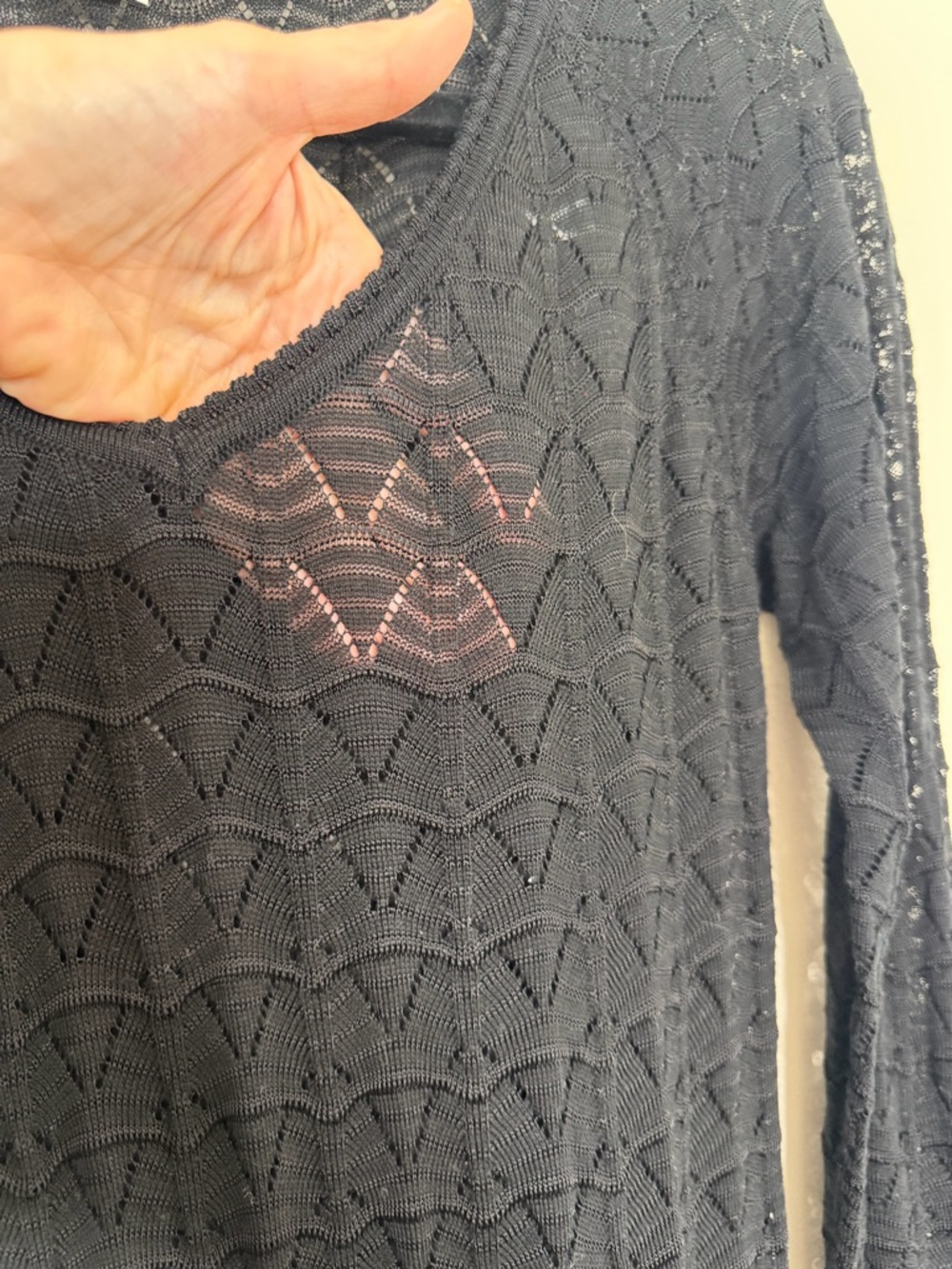 M Missoni Black Knit Dress V-Neck Long Sleeve Sheer Size M - Picture 6 of 12